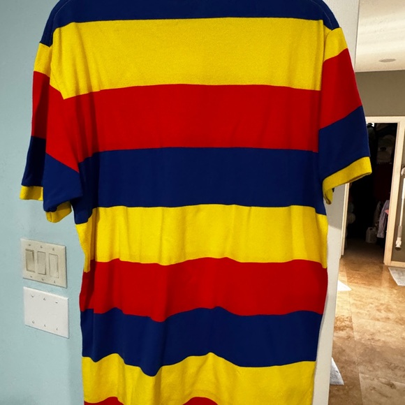 New Ralph Lauren Men's Polo Shirt - Bold Yellow, Red, and Blue Stripes Large - Picture 6 of 7